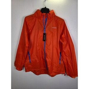 Anypoem Mens 2XL Orange Waterproof Breathable Windbreaker Jacket Full Zip